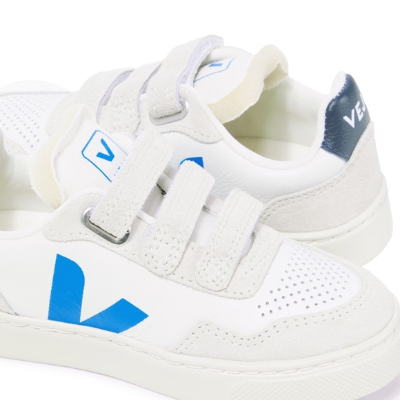 VEJA Kids Leather Sneakers White Gray Blue Velcro - Picture 7 of 7